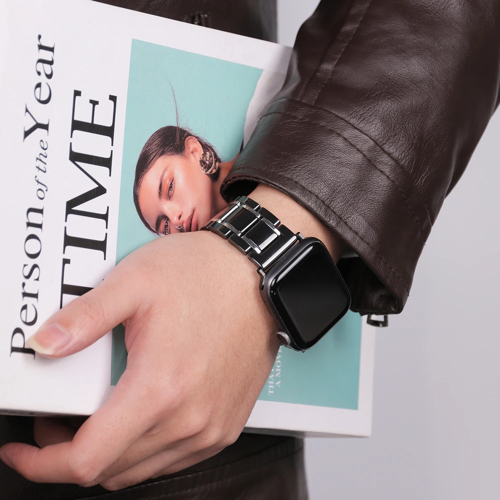Elegant Ceramic Strap with Stainless Steel Accents