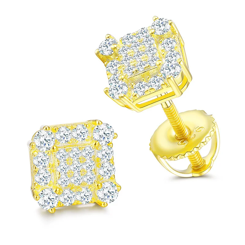 

16YTQE027-0147 Lefei Fashion Trendy Classic Moissanite Exquisite 1.8mm Square Earrings For Women Silver s925 Party Jewelry Gift