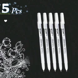 White Highlighter Gel Pens for Artistic and Creative Projects on Dark Surfaces (5pcs)