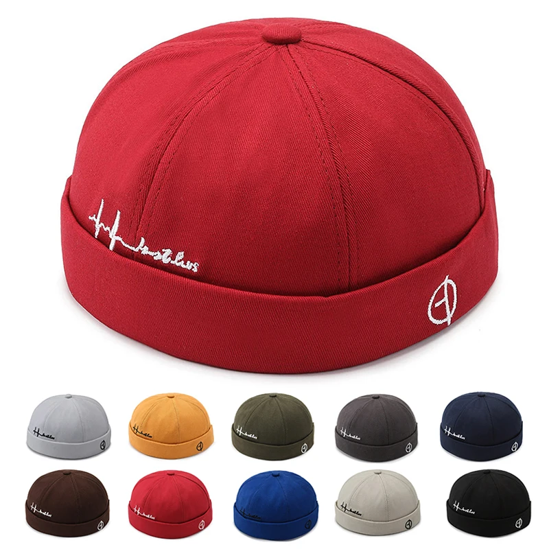 Fashion Men Cotton Docker Cap Skullcap Retro Brimless Hip Hop Hats Beanie Hat Multipurpos Portable Solid Adjustable Soft Top Hat