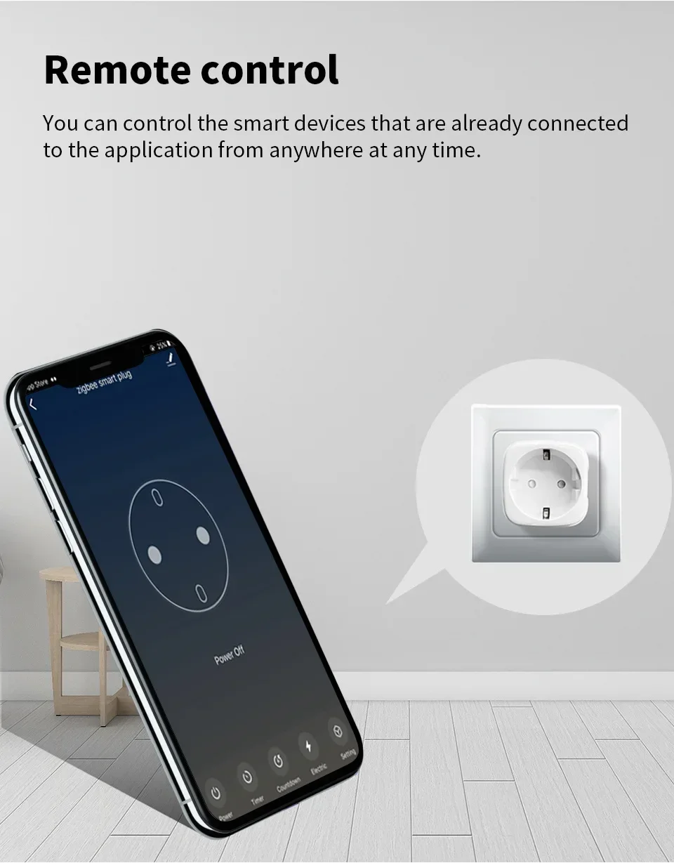 Tuya Smart Zigbee 3.0 Power Plug 16A/20A EU Outlet 4400W Meter Remote Control Wo