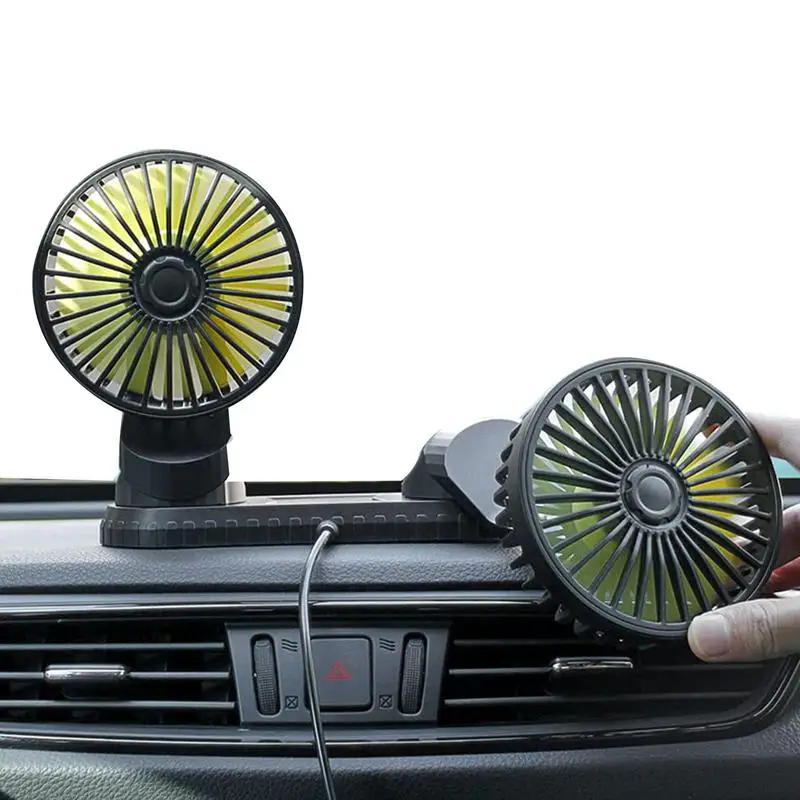 

Portable Fan For Car Car Dashboard Fan Double Head Electric Car Fan With Strong Wind 360 Degree Rotatable Car Vent Fan For RV