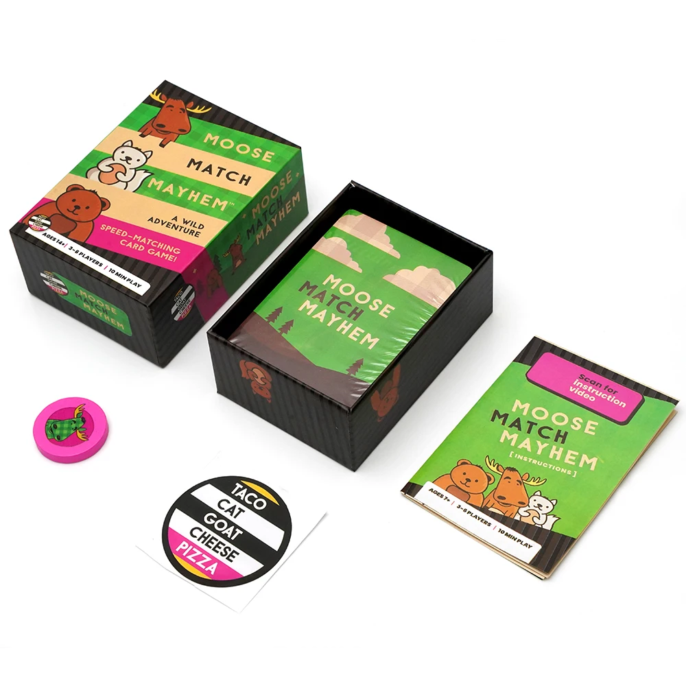 Moose Match Mayhem Card Game Cheese Pizza Wild Adventure Speed Matching Easy Fast and Fun for Family Game Night English Hardcove 3