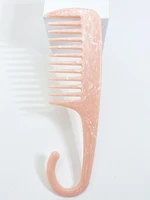 Cute Pink Hair Comb Marble Big Wide Tooth Comb Simple Texture Hairdressing Hairbrush Female Anti-static Detangler Brush Set 1