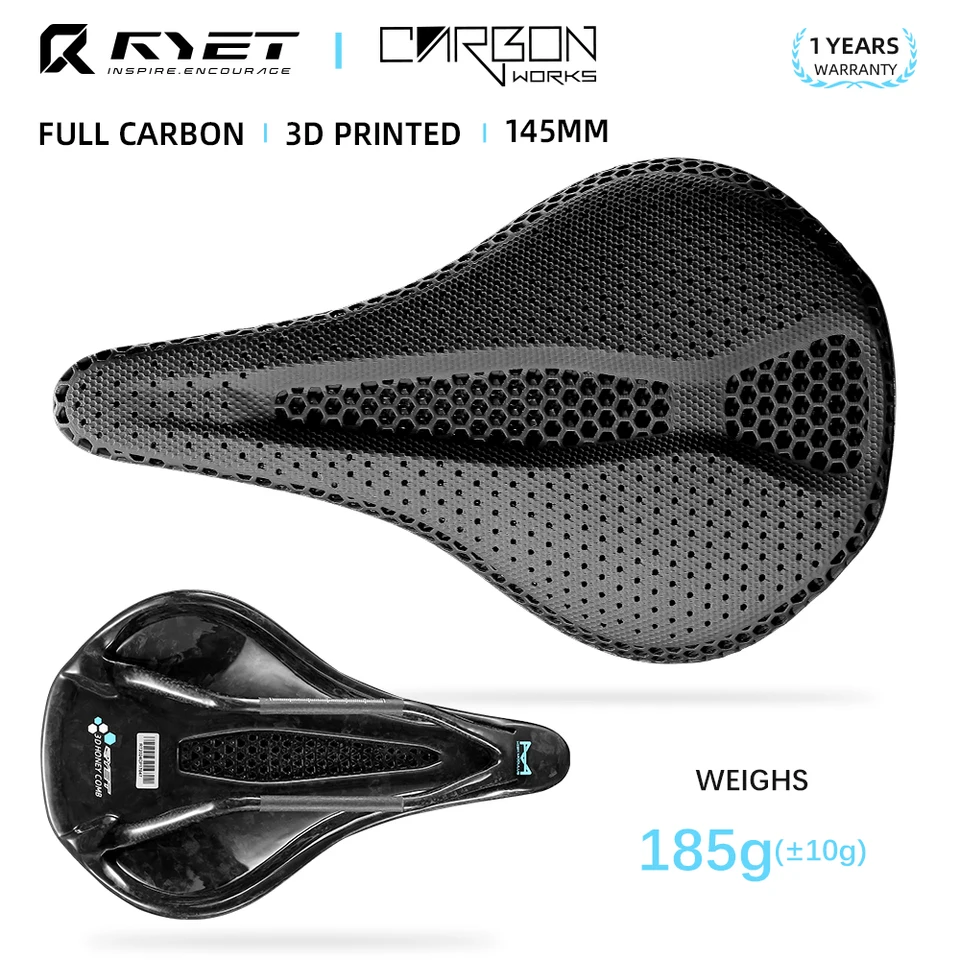 RYET Ultra Full Carbon 3D Printed Bike Saddle 145mm 205g 7*9 High