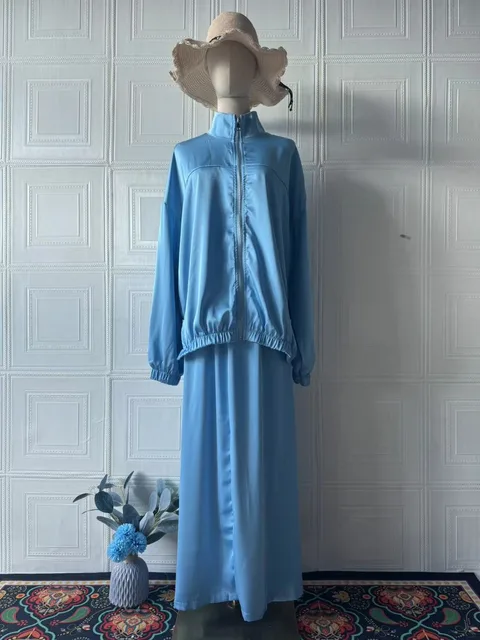 110855-52170c.jpg Robe musulmane Satin 2 pièces ensemble femmes fête Abaya Musulman Ensembles arabe longue Robe dubaï caftan robes Jalabiya Ramadan Eid