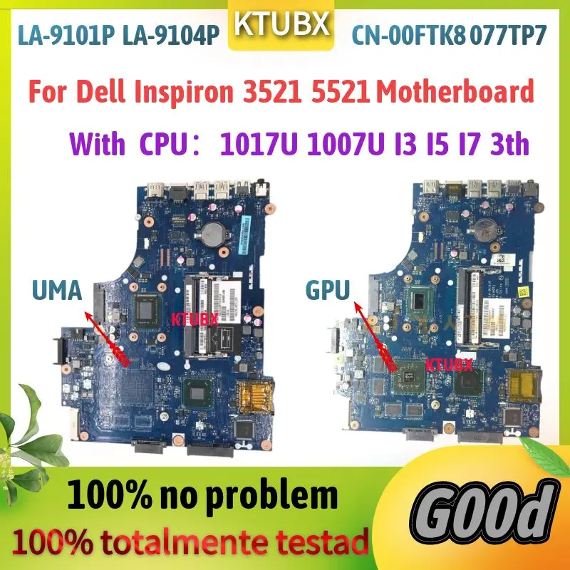 Untuk Dell Inspiron 3521 5521 Motherboard LA-9104P LA