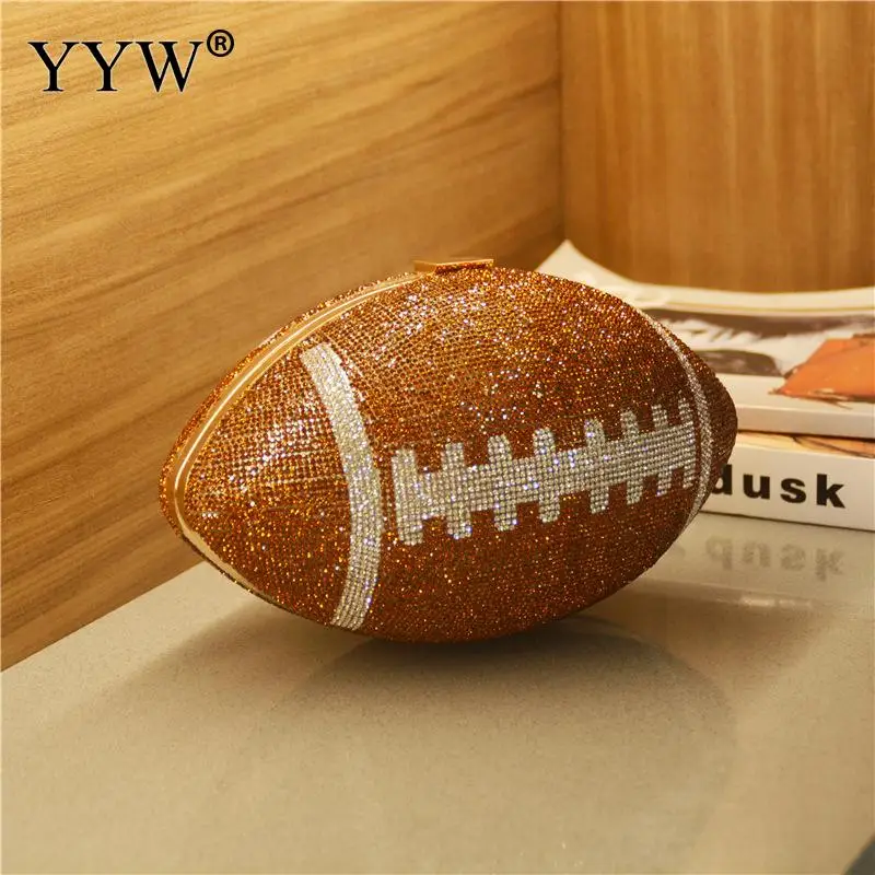 Luxury Women Rhinestone Dinner Clutch Bag Women Rugby Basketball Crystal Designer Day Clutch Luxury Party Chain Handbag Purse