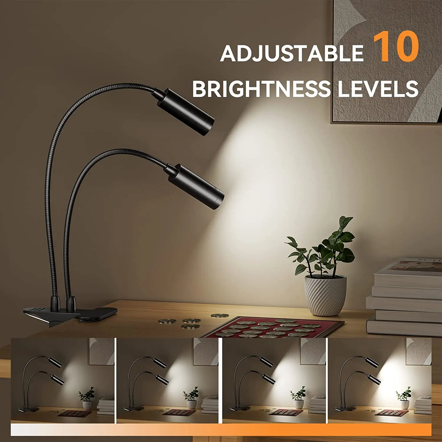 Opqpq USB Dual Gooseneck Led Lights for Microscopes Soldering 360 Adjustable Free Angle Lamp With Flexible Clip Remote Control 5