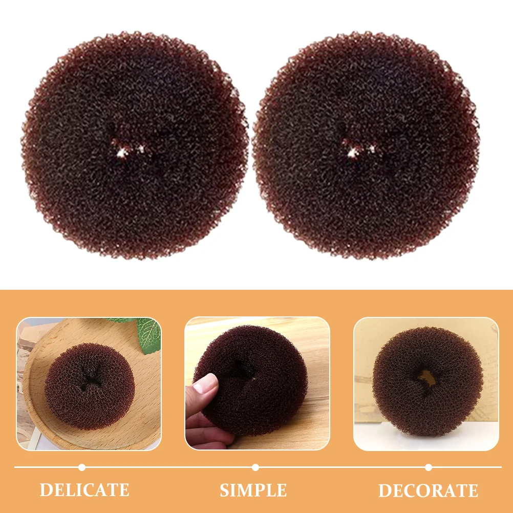 2 Pcs Bun Styler Donuts Hair Maker Form Shaping Ballet Accessories Nylon Silk Short Bride Long