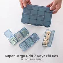 

New Seal Medicine Pill Box High-Capacity Dispensing Vitamin Capsule Holder Container Moisture-Proof Storage Independent Lattice