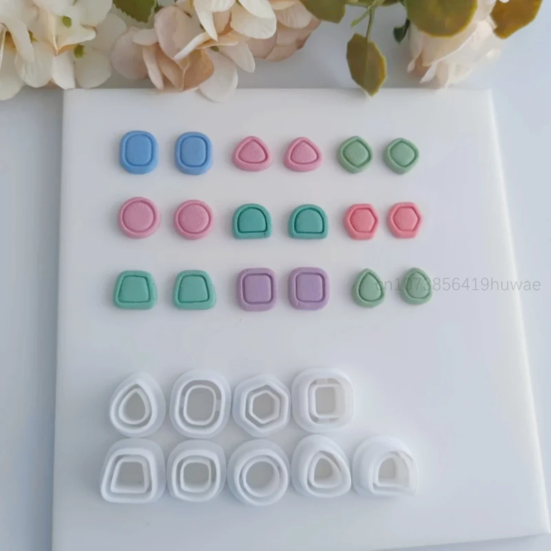Mini Earrings Geometric Lines Square Circles Polymer Clay Cutters Earring Pendant Jewelry Soft Pottery Clay Cutting Tools 14mm polymer clay tools