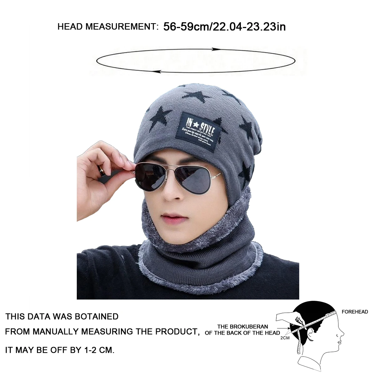 Five-pointed Style Wool Hat Winter Knitted Warm Hat Men Beanies Skullies Adult Autumn Winter Suit Hats
