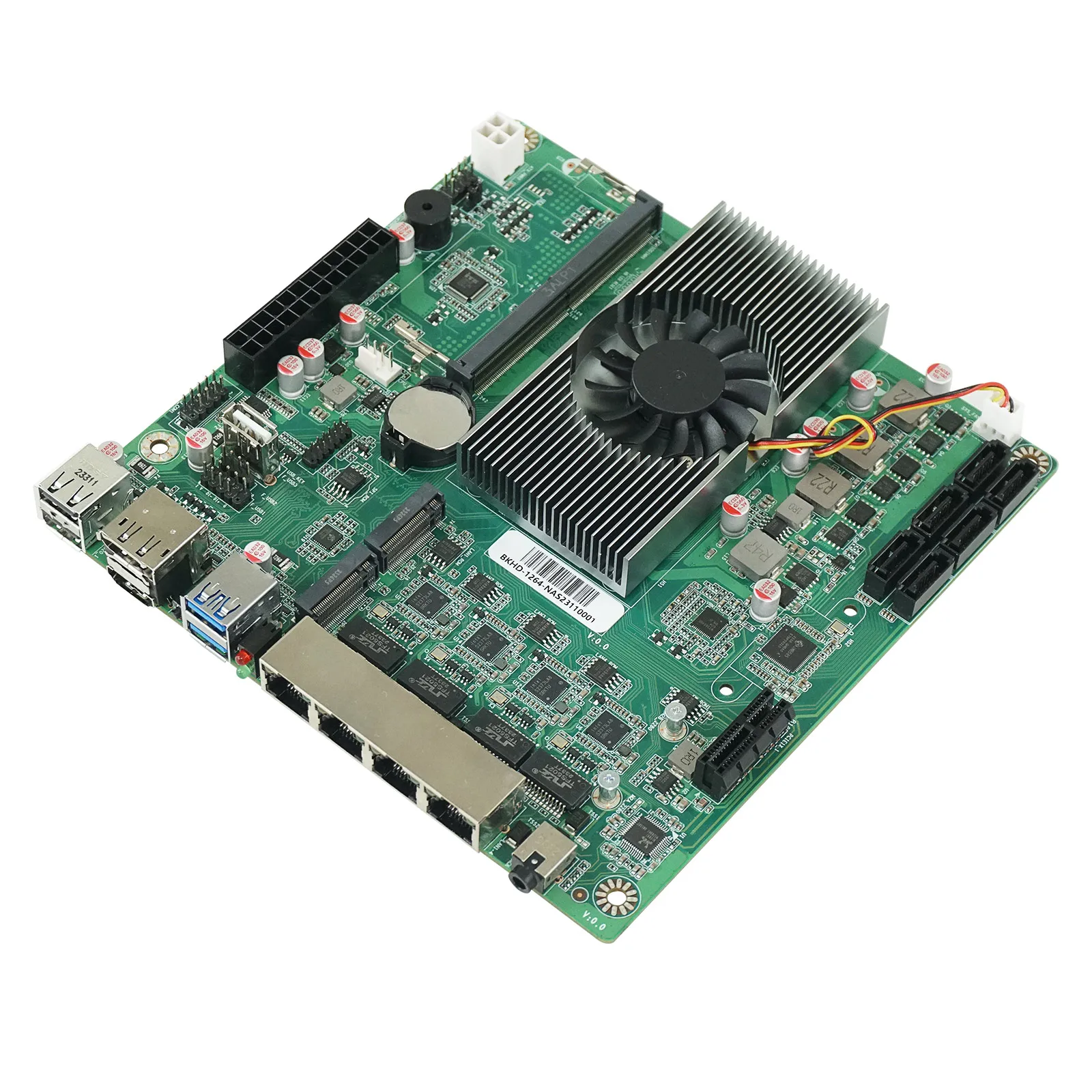 SZBOX 1264-NAS N100/N150 Motherboard 4*I226 2.5G LAN DDR5 4800MHz MAX Support 16G Dual Display M2 SSD NVMe/NGFF PCIe1X+6*SATA 2