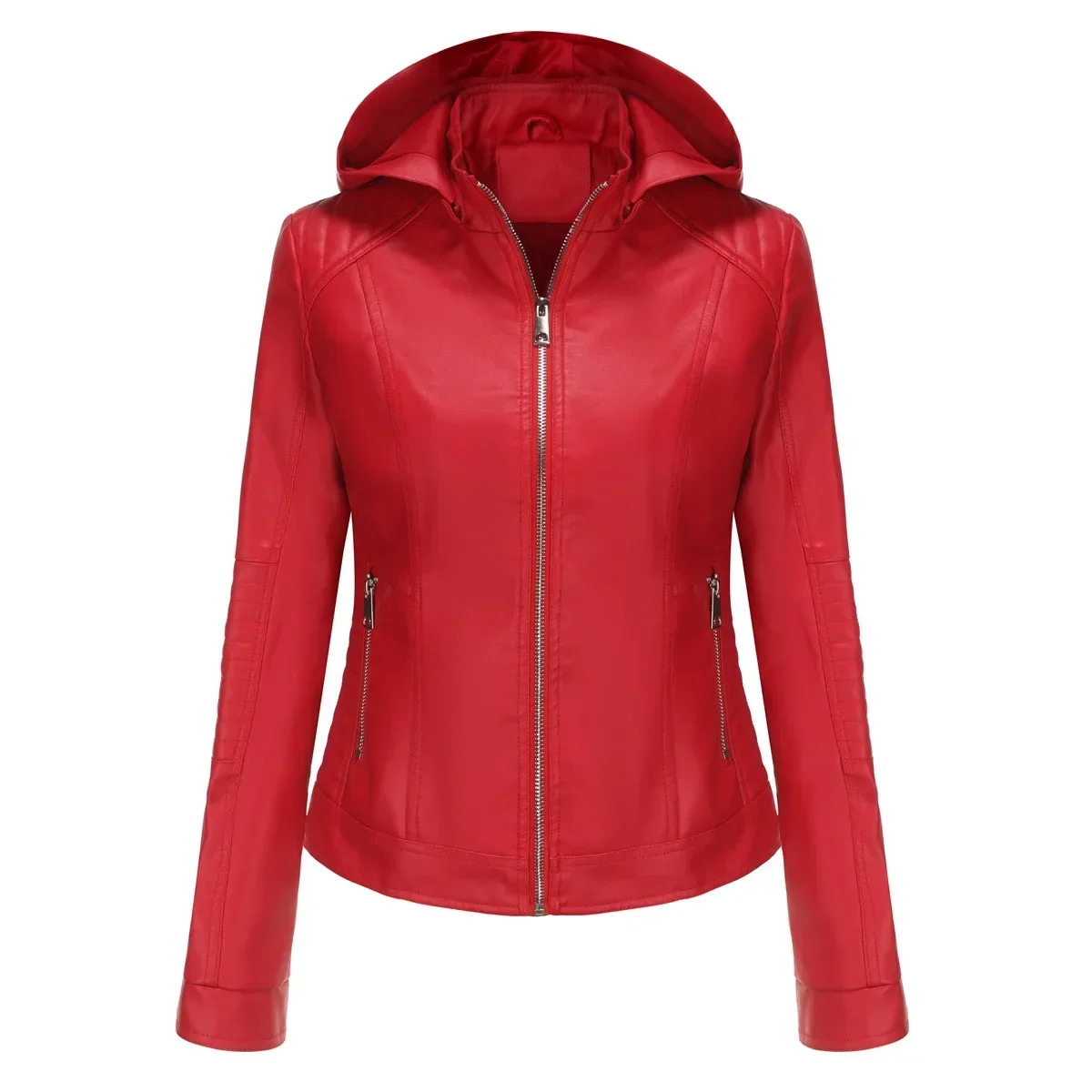 Jacket Female Oversize Elegant Female Blouses Short Coats Red Leather Jacket Winter Coat Fashionable Streetwear Woman Clothing