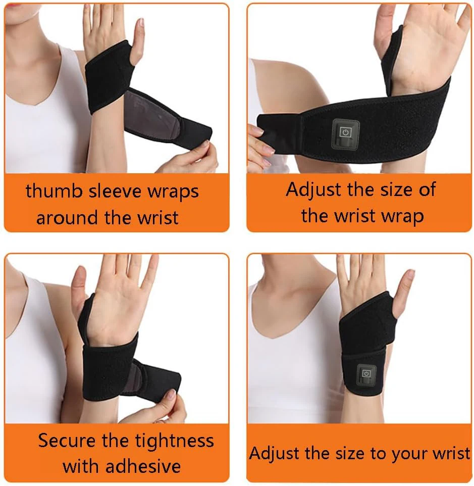 Electric Heating Wrist Protector Three Gear Heat Sports Protection Breathable Support Sleeve Hand Joint Brace Cold Hot Protect 4