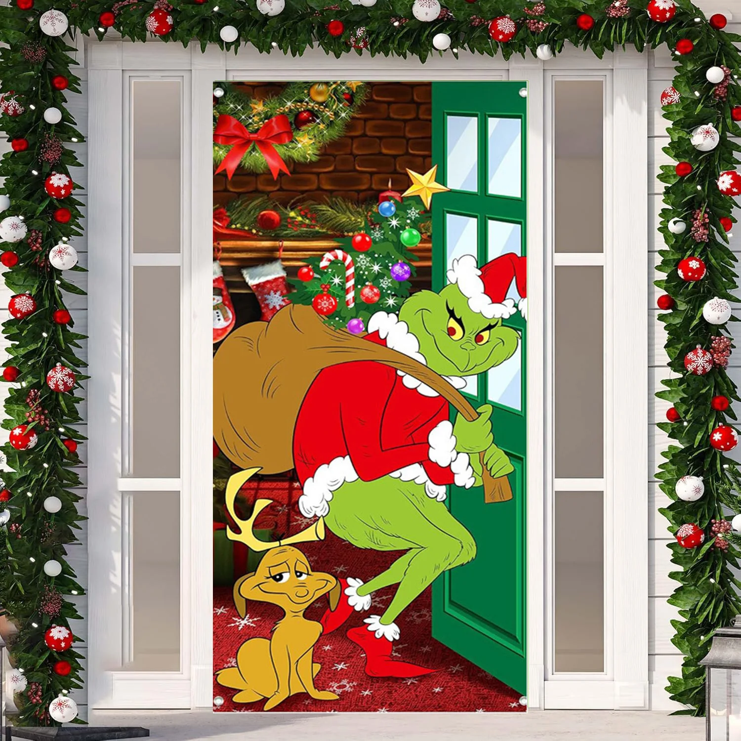 Door Cover Decoration 90 * 180cm monster Thief Shaped Christmas Door Cover and Banner Decoration Christmas Party