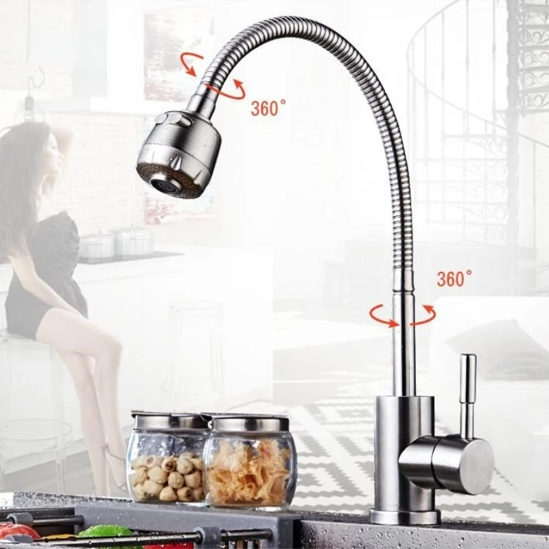 Kitchen Mixer Faucet 360 Degree Swivel with Flexible Hose Kitchen Tap Cold and Hot Stream Sprayer Kitchen Faucet alba matt mixer sink tap with spray head high arch single hole single handle pull down sprayer docking kitchen faucet