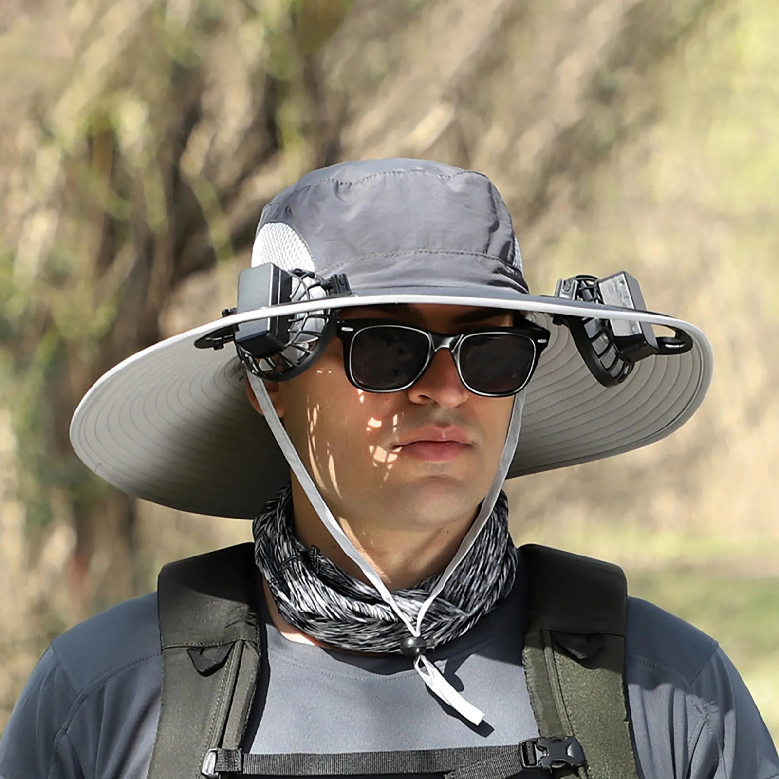 Sun Hat With Solar Fans Beach Hats For Men Outdoor Wide Brim Sun