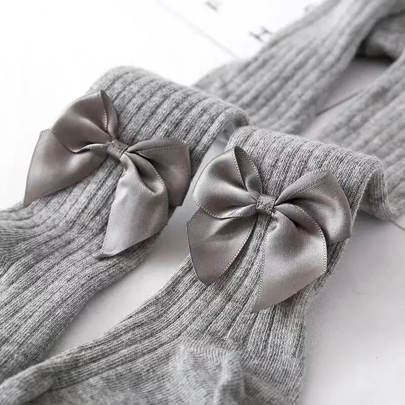 Cute Bowknot Knitted Tights For Girls Cotton Winter Girls Tights High Waist Children Pantyhose Baby Girl Toddler knitted tights