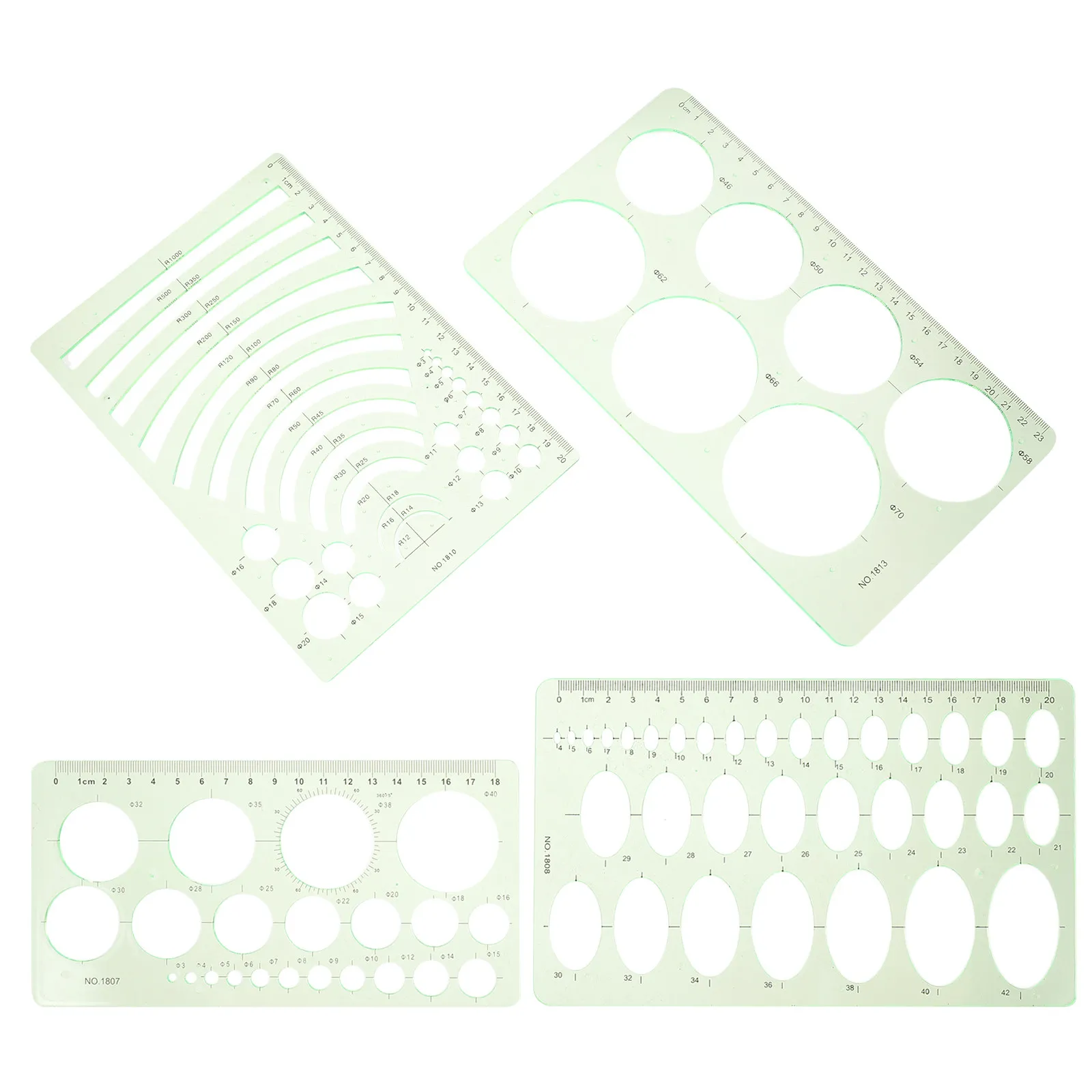 4Pcs 플라스틱 기하학적 드로잉 템플릿 세트 건축 공학 예술 디자인 학교용 다기능 제도자