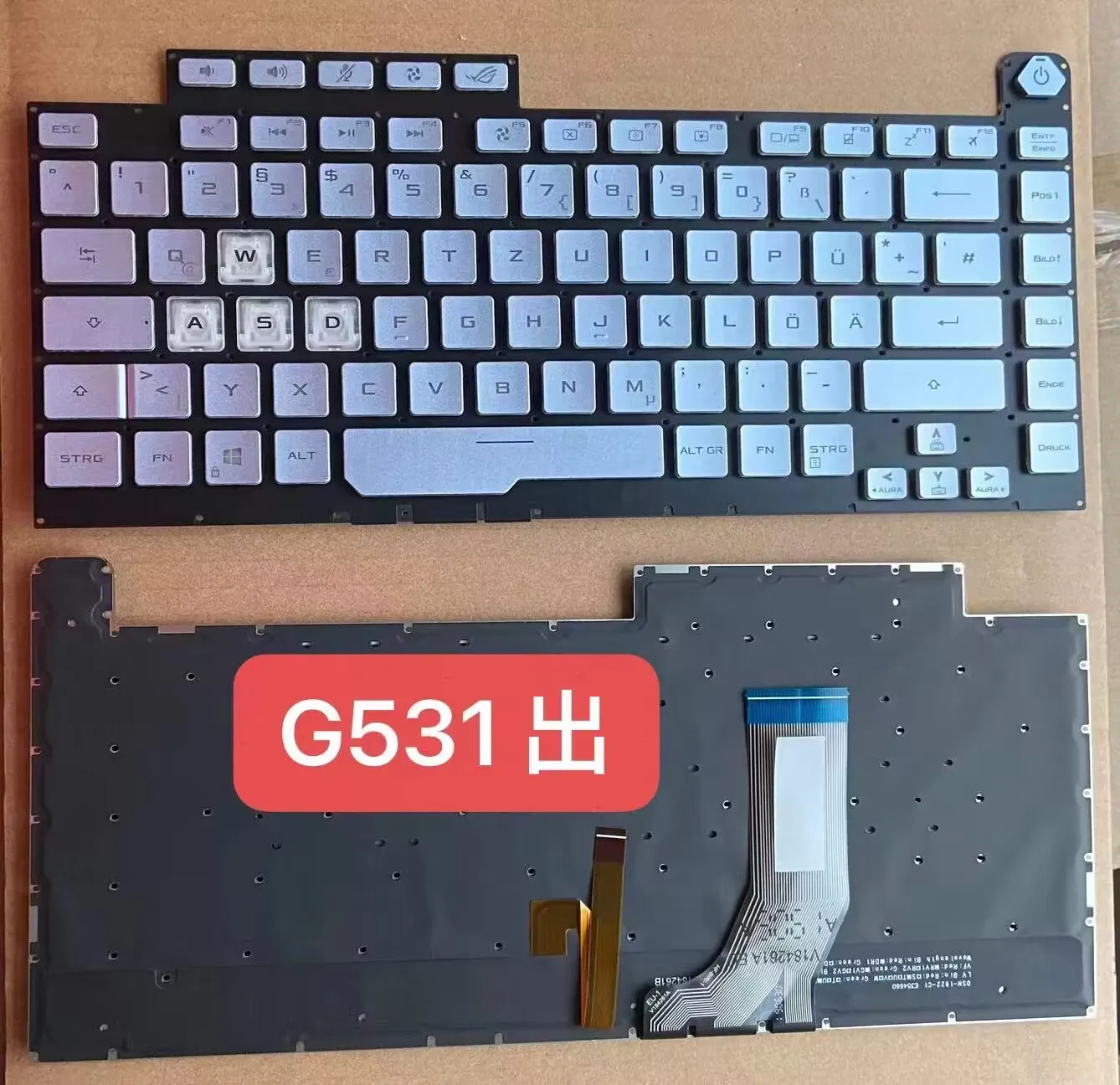 

New German Keyboard For Asus G512 G531 G531gt G531gu G531gd Series GR Laptop Keyboard With Backlit Silver Small Enter
