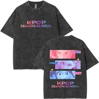 Washed Vintage KPop Demon Hunter Boy Double Sided T-Shirt