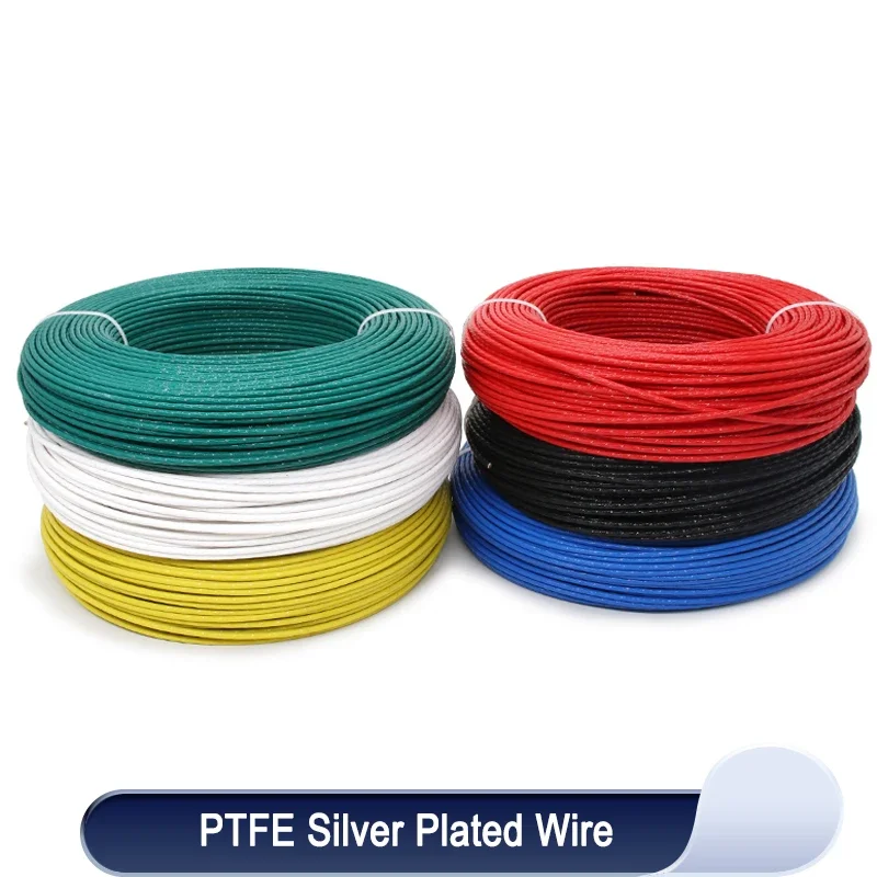 

5/10m PTFE Silver Plated Wire High Purity OFC 30~10 AWG Electronic Signal Copper HiFi Audio Speaker Headphone Cable DIY