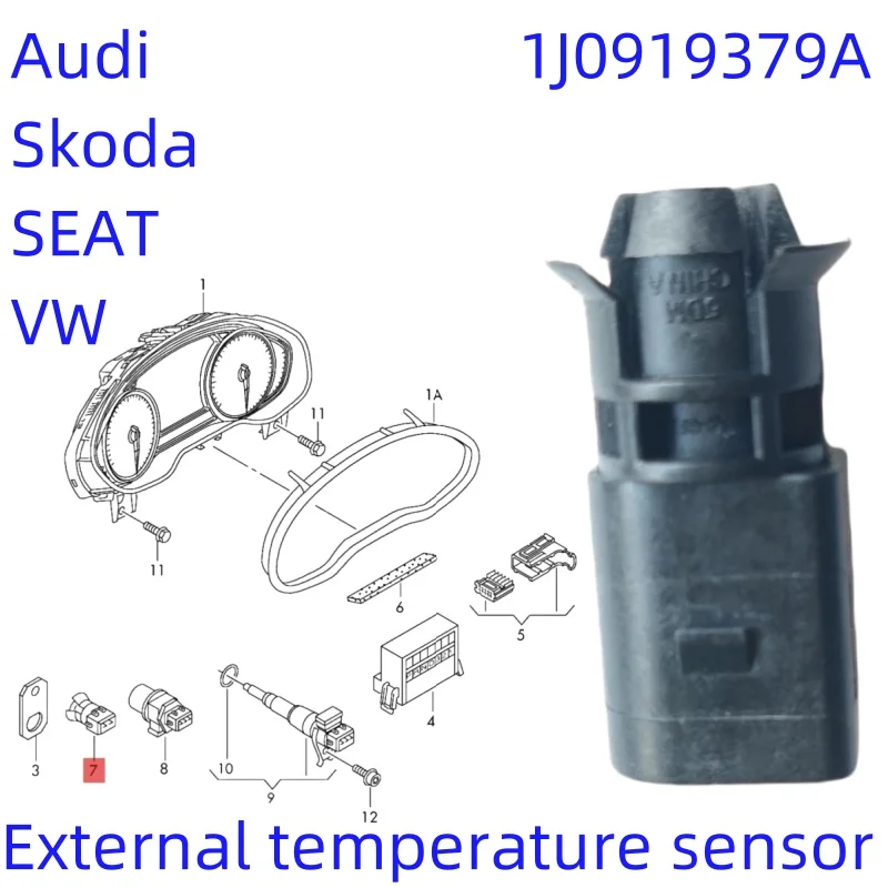 Capteur De Température Extérieure (sonde) Pour Audi, Seat, Skoda, Volkswagen - Réf. OE 1J0919379A, Neuf