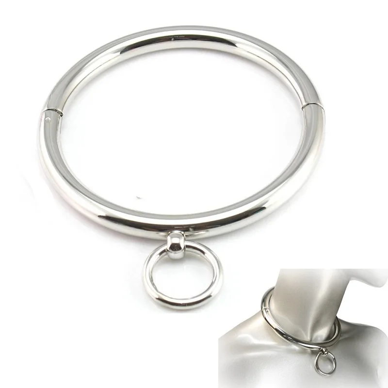 Metal Male Female Lockable Slave Neck Collar Hex Wrench Restraint Bondage Locking Choker O-Rings Chain Leader for SM Couple Game sex party toys,erotic sex toy,sex toys,sex bondage toys