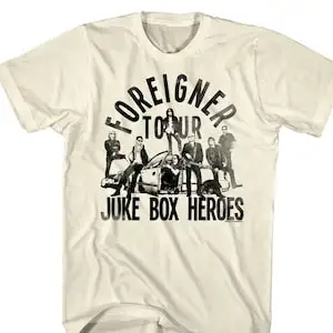 Juke Box Heroes 투어 디스트레스드 그래픽 티셔츠 남성용, 빈티지 락 밴드, 라이브 콘서트, 음악 머치