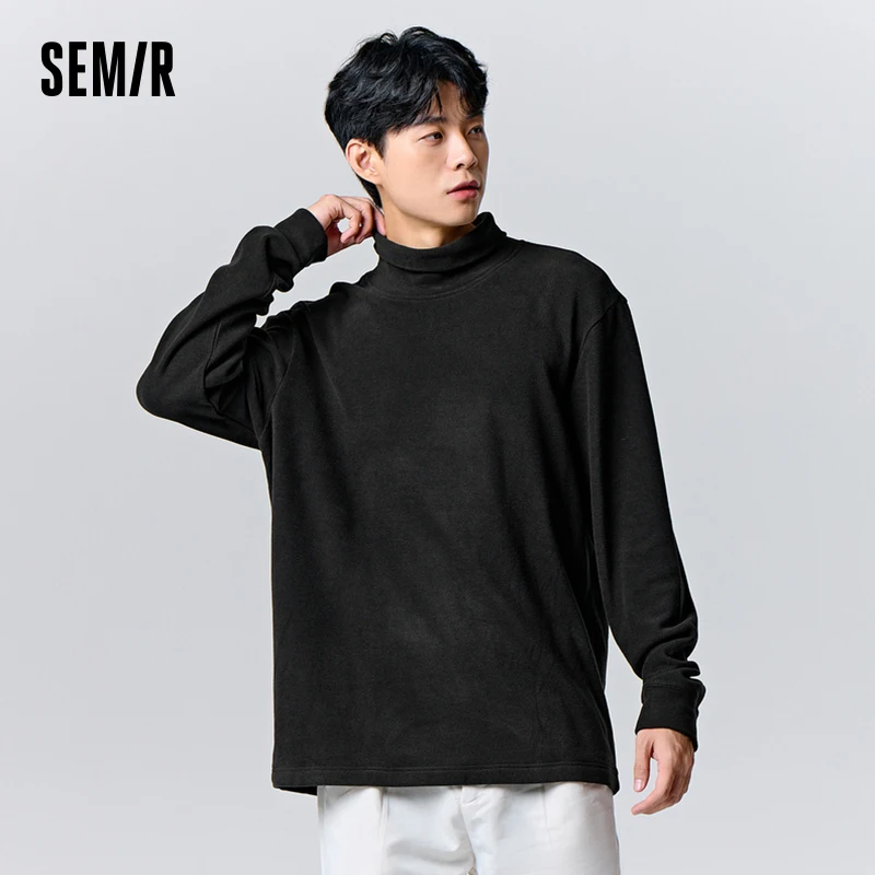 

Semir Long-Sleeved T-Shirt Men 2023 Winter New Solid Color Exquisite Thermal Storage Warm Fit High-Neck Long-Sleeved T-Shirt