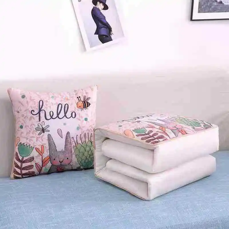 Pillow quilt dual-use two-in-one logo printed multi-function car sofa cushion quilt advertising gift pillow quilt home baby quil 5