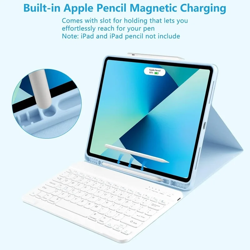 Enhanced iPad Case with Detachable Wireless Keyboard - 13-Inch Tablet Cover