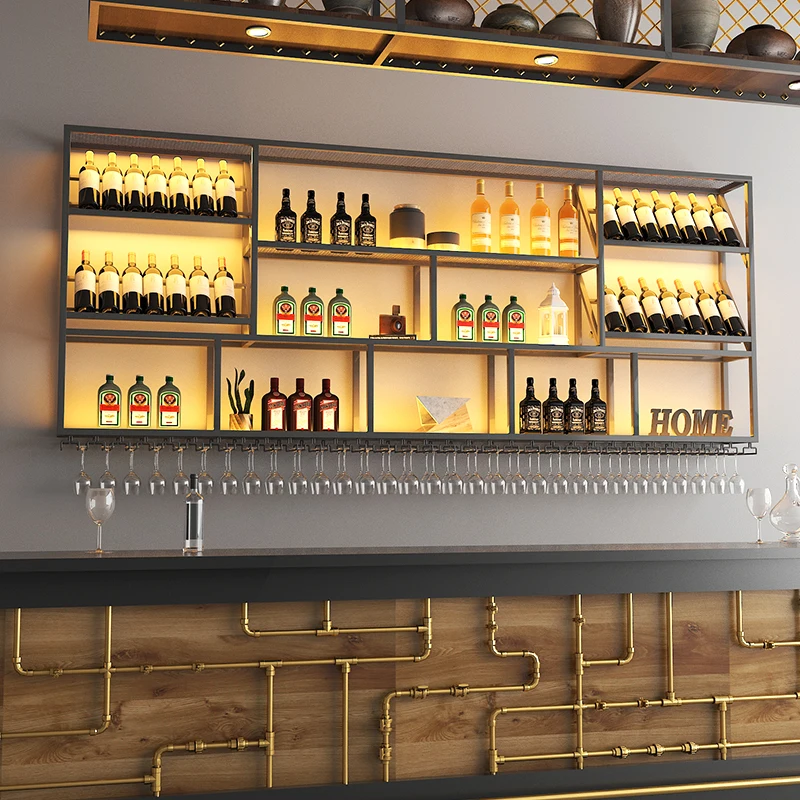 

Wine Modern Bar Cabinet Shelves Hanging Display Liquor Glasses Floating Bar Cabinet Showcase Porta Bottiglie Vino Bar Furniture