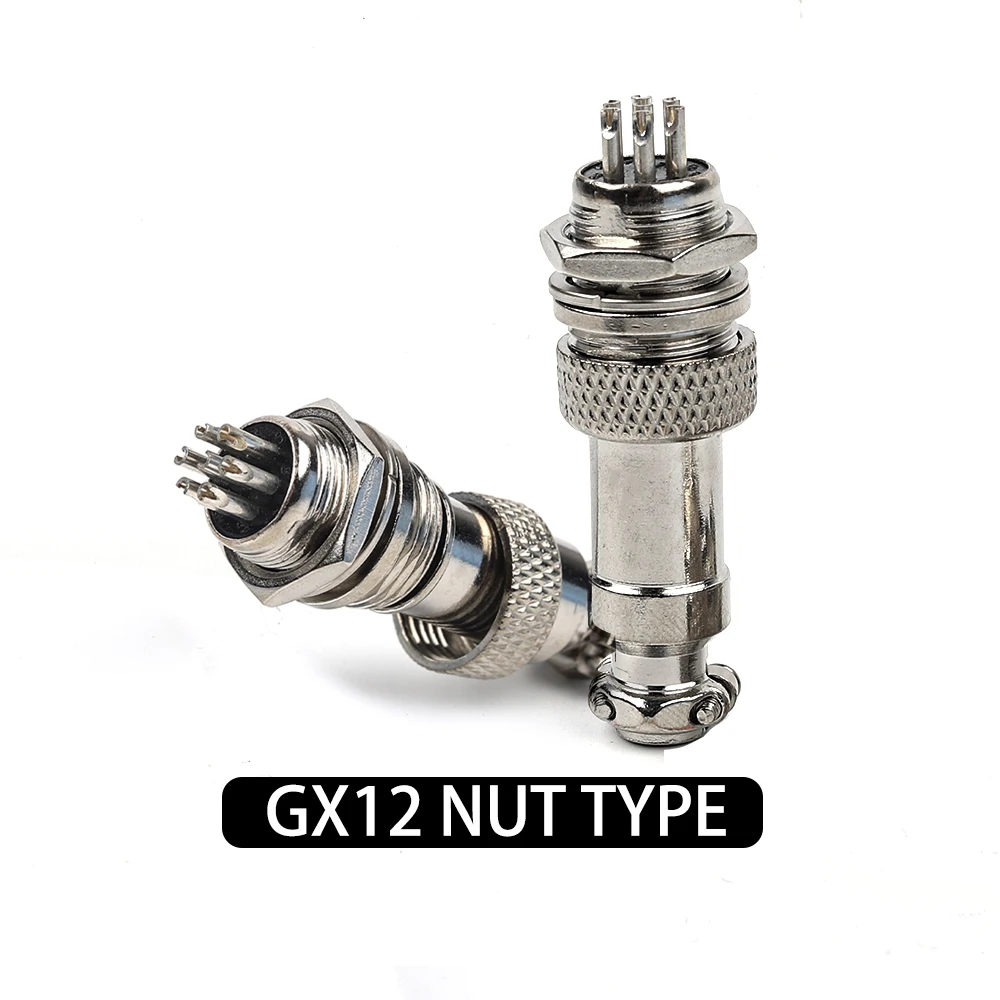 

GX12 2 3 4 5 6 7 Pin Nut Type Circular Cable Connector Panel Mount Socket& Plug Male & Female Aviator Aviation Plug Socket