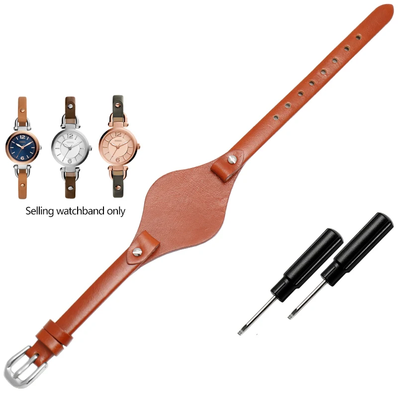 Premium Women's Leather Watchband - 8mm Elegant Strap Replacement