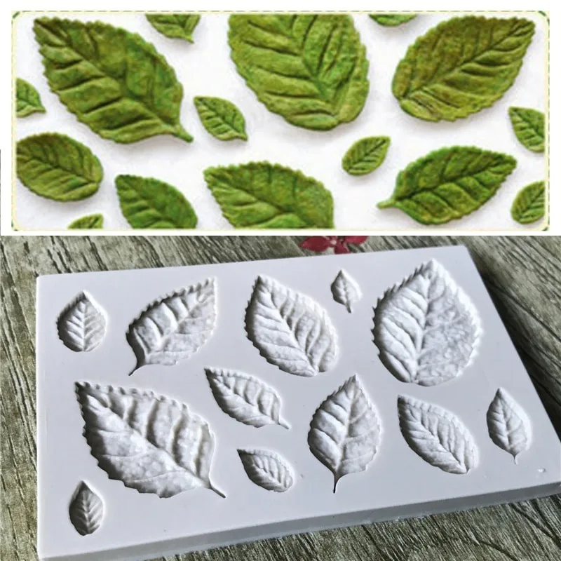 Silicone Mold Rose Leaf Shape Chocolate 3D Leaf Shape Candy Fondant Gum Paste for DIY Cake Decorat 1Pc