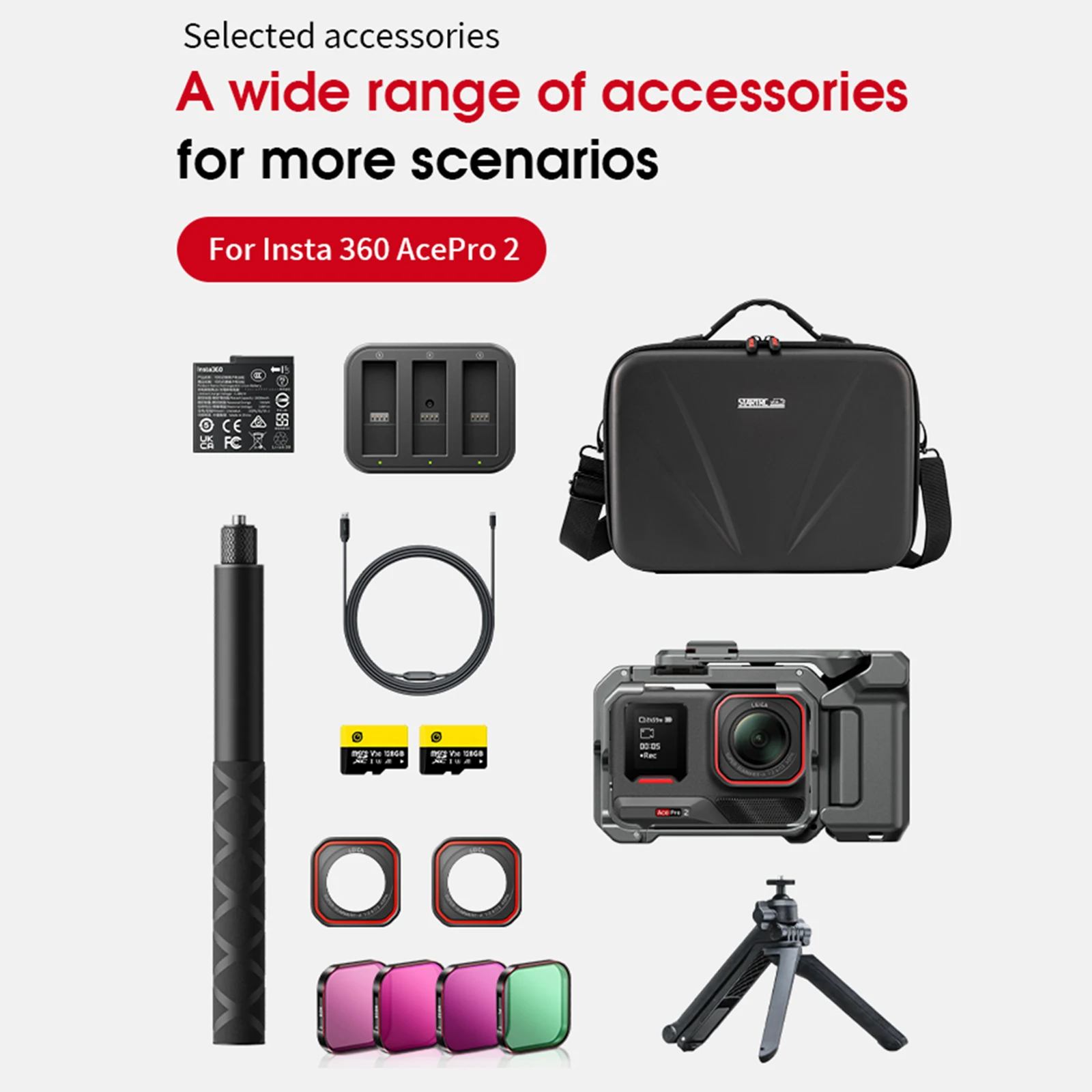 For Insta360 Ace Pro 2 Digital Camera Carrying Case Large Capacity Shockproof Protective Bag Anti-Scratch for Camera Accessories