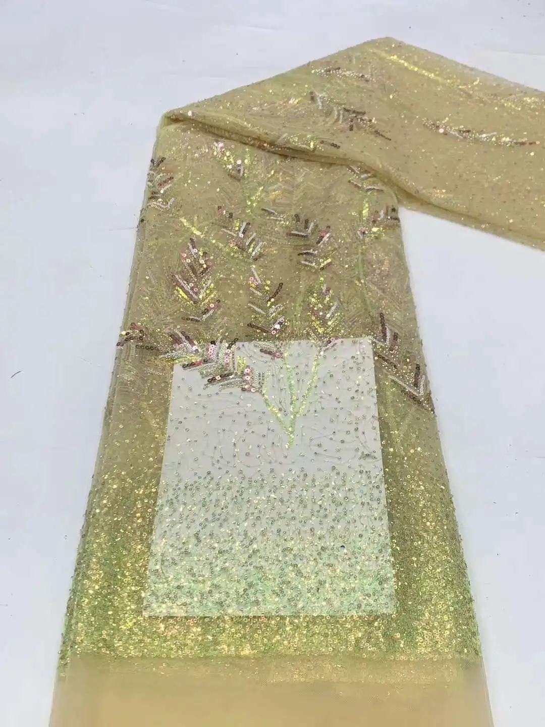 

SU African Luxury Sequins Lace Fabrics Latest Beaded Embroidery French Tulle Mesh Lace Fabric Material For Party Wedding