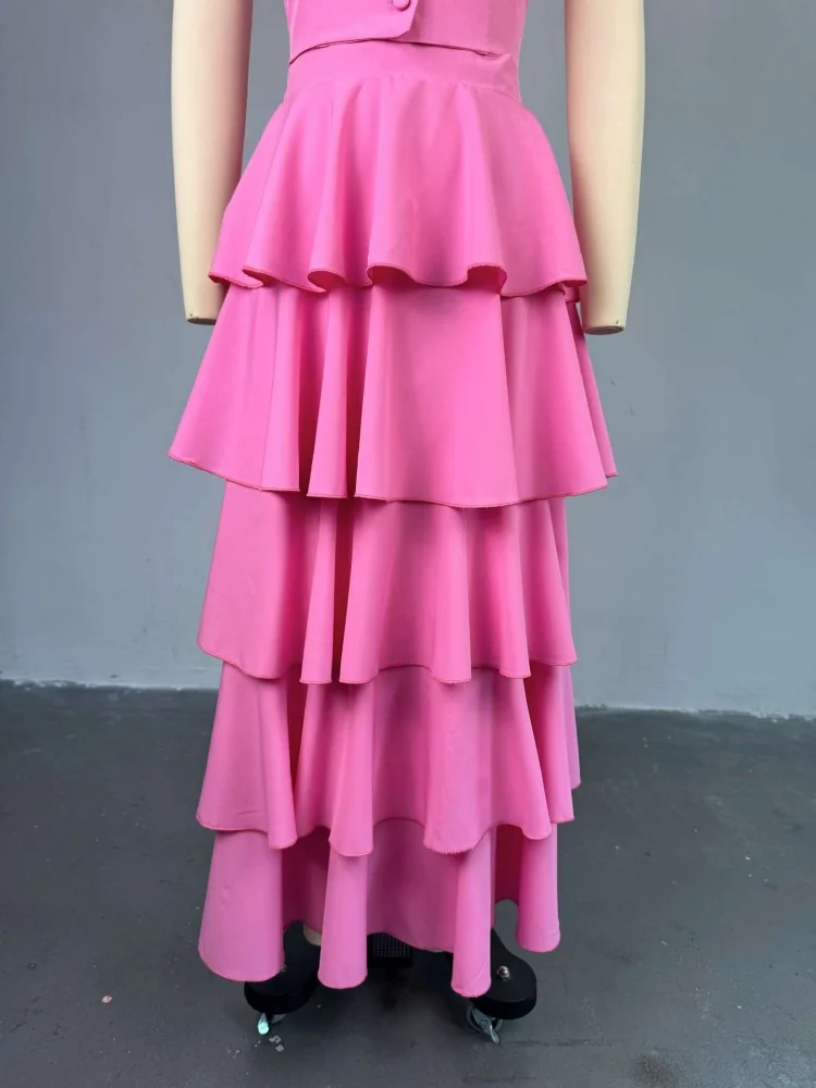 Wmstar Two Piece Set Women Wholesale of Sweet Fresh Halter Vest High Waisted Cake Skirt for The Summer of 2025 Vacation Outfit