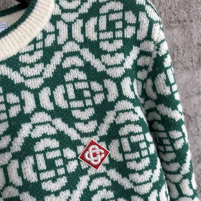 

Casablanca Jacquard Sweaters Men Women 1:1 High Quality Oversized Wool Knitted Pullovers