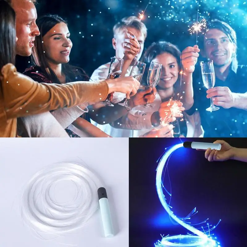 Colorful LED Fiber Optic Whip Light Reusable Battery Powered RGB Fiber Optic Glowing Whips For Lighting Show Dance Party