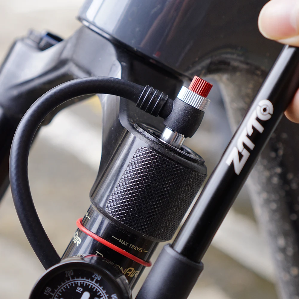 Ztto Fahrrad Reifen Boden pumpe mit Manometer Federung pumpen MTB Gabel Stoßdämpfer Hoch luftdruck Durchfluss Inflator Presta Ventil Schrader – Detail 16