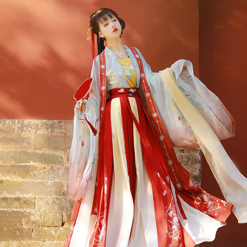 

Hanfu Dress Chinese Style Female/Women Red Elegant Hanfu Chinese Ancient And Traditional Clothes Folk Dance Costumes