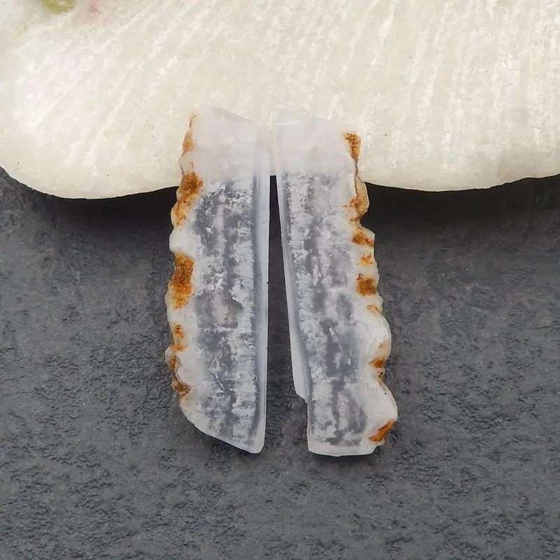 

Semiprecious Stone Earrings Natural Stone Nugget Blue Lace Agate Fashion Jewelry Women Earrings Accessories 32x9x3mm 3g