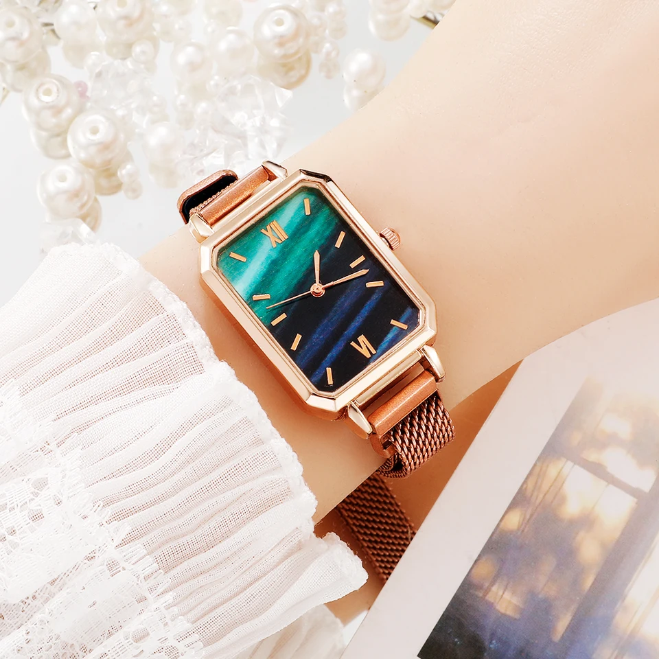 Montre Femme Carré Bracelet Cuir Analogique Montre Pour Femme
