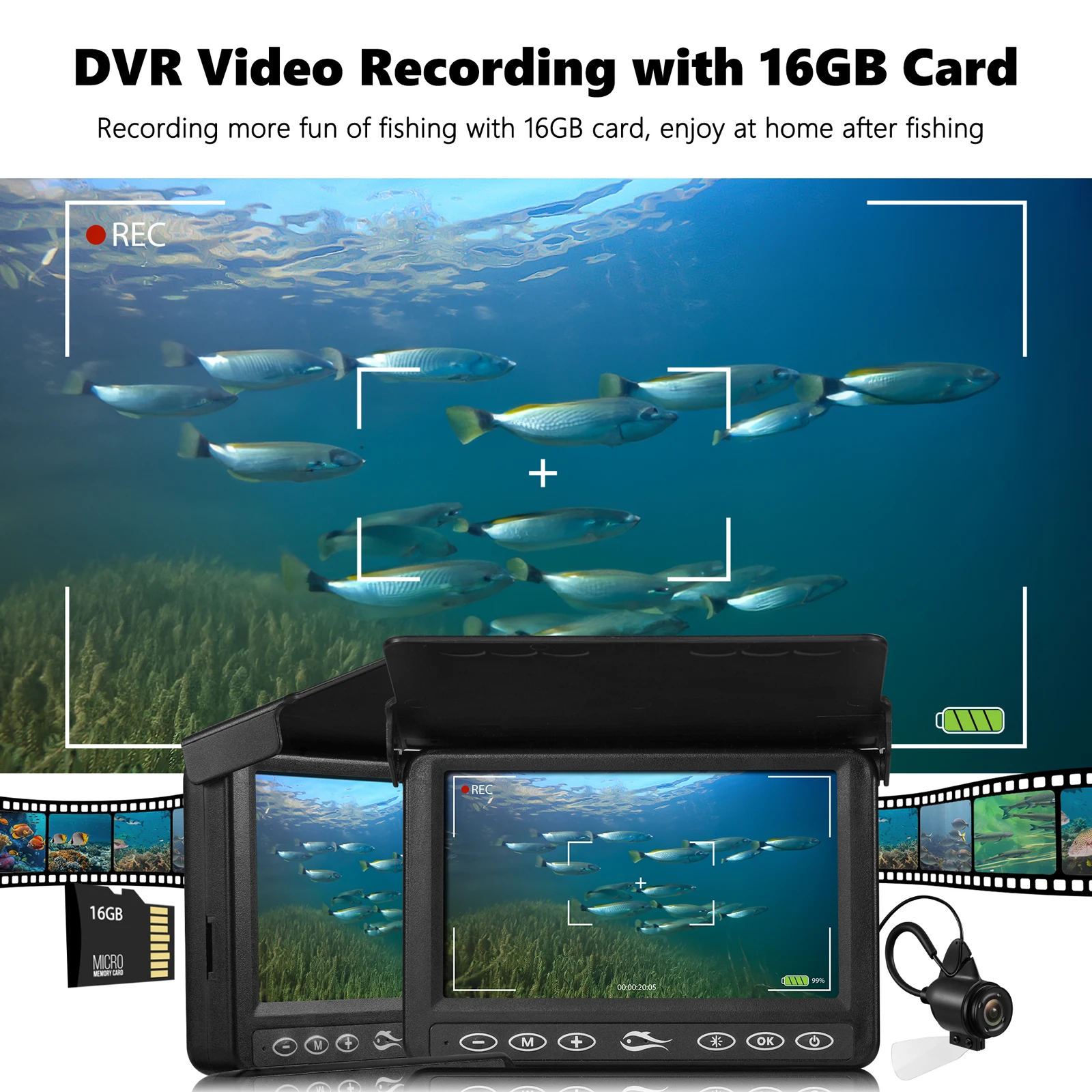 4315 Underwater fishing camera with DVR function,5000mAh battery finshing finder,ice winter fishing camera