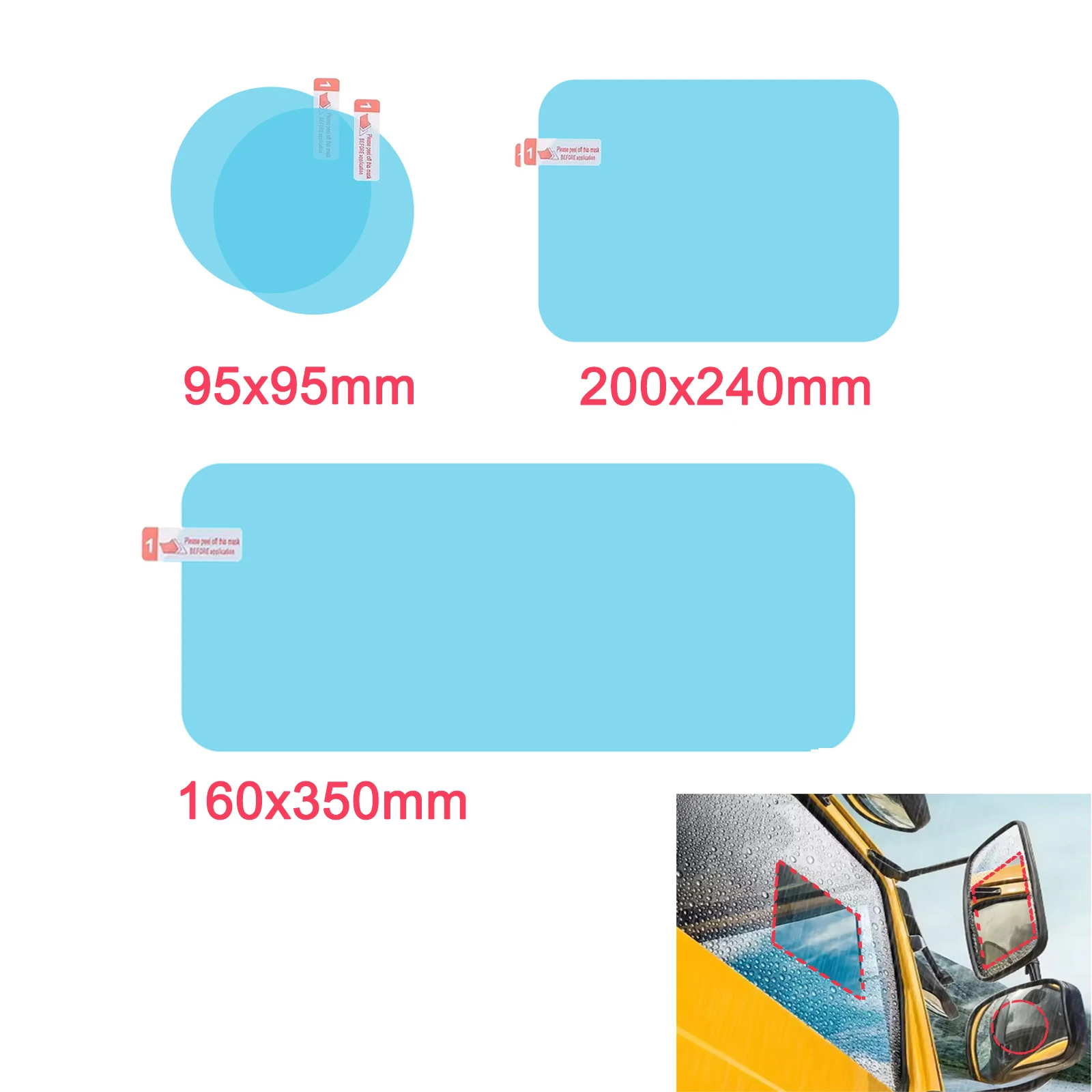 Für alle Größen Set Auto Seite Rückspiegel Aufkleber Spiegel Regendicht Anti Wasser Anti-Fog-Film Schützen Klar Anblick Universal 1/2PCS – Detail 13