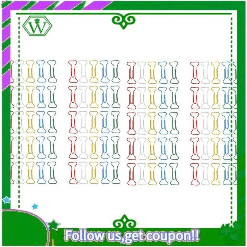 신뢰할 수 있는 100개 뼈 모양 여러 가지 빛깔의 금속 종이 클립